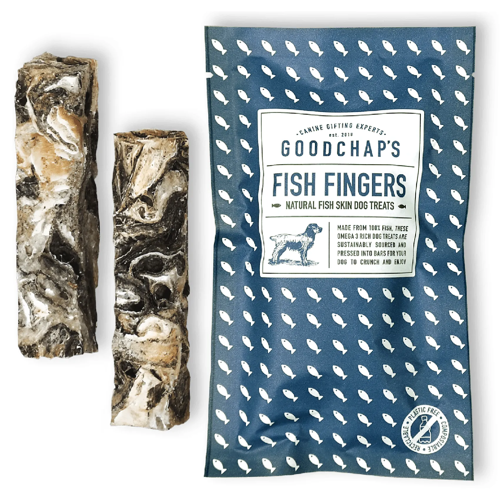 Fish Skin Fingers sans additifs - Produits à mâcher sains et naturels pour chiens
