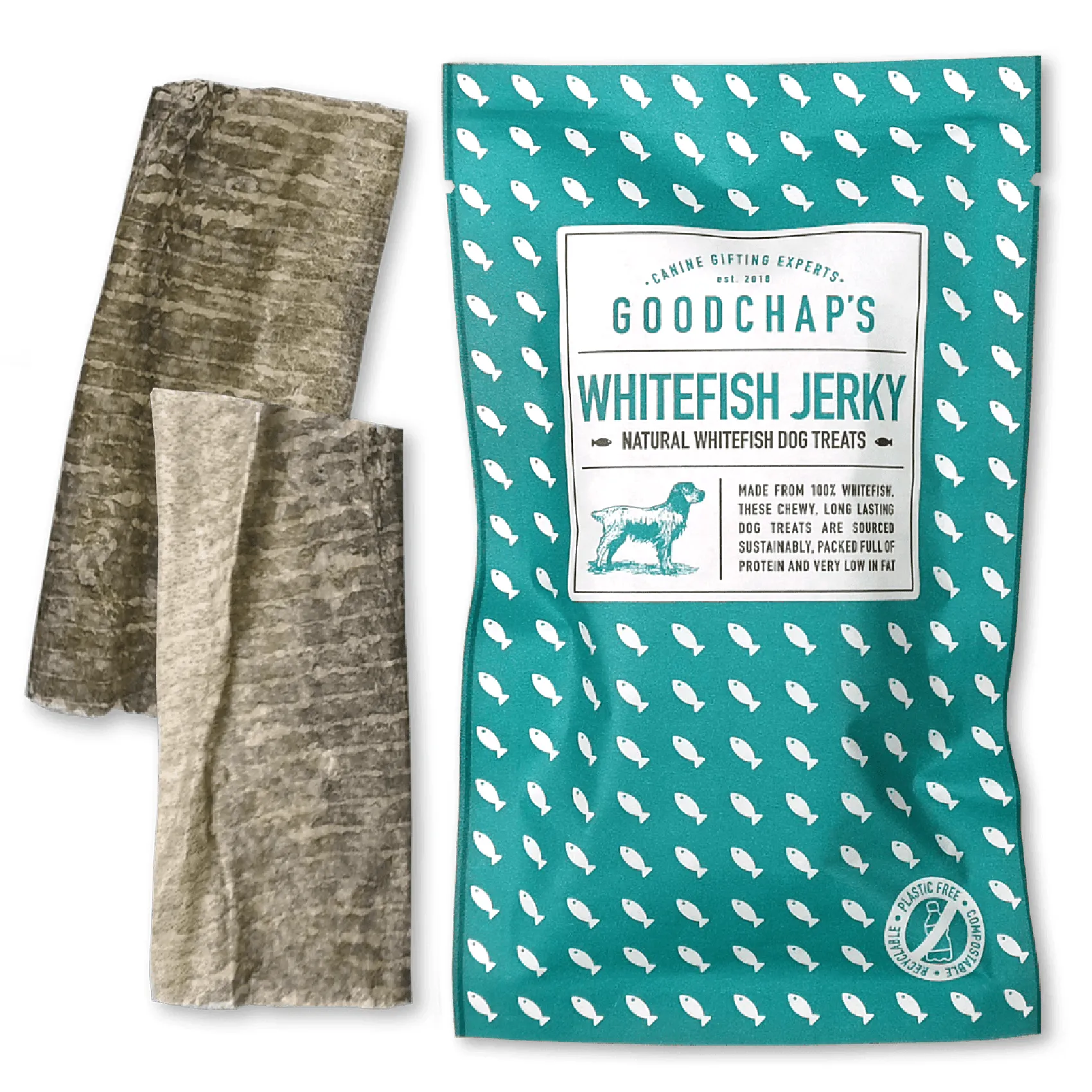 Whitefish Jerky pour chiens - Friandises à mâcher sans plastique