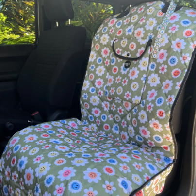 Housse de siège de voiture pour chiens - "Smiley Flowers"
