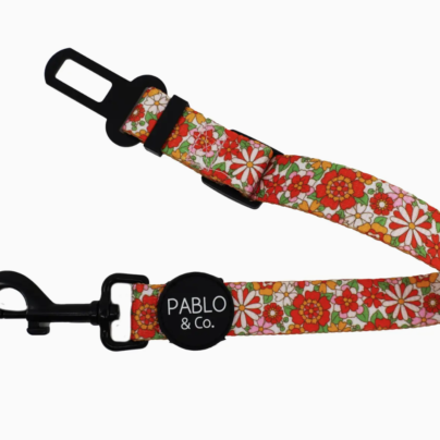 Laisse de sécurité pour chien en voiture - Motif fleurs