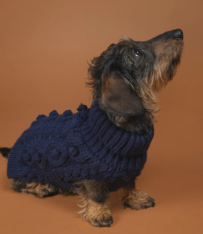 Pull en Laine pour chien tricoté à la main - Bleu marine
