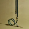 Laisse longue verte ajustable en cuir italien