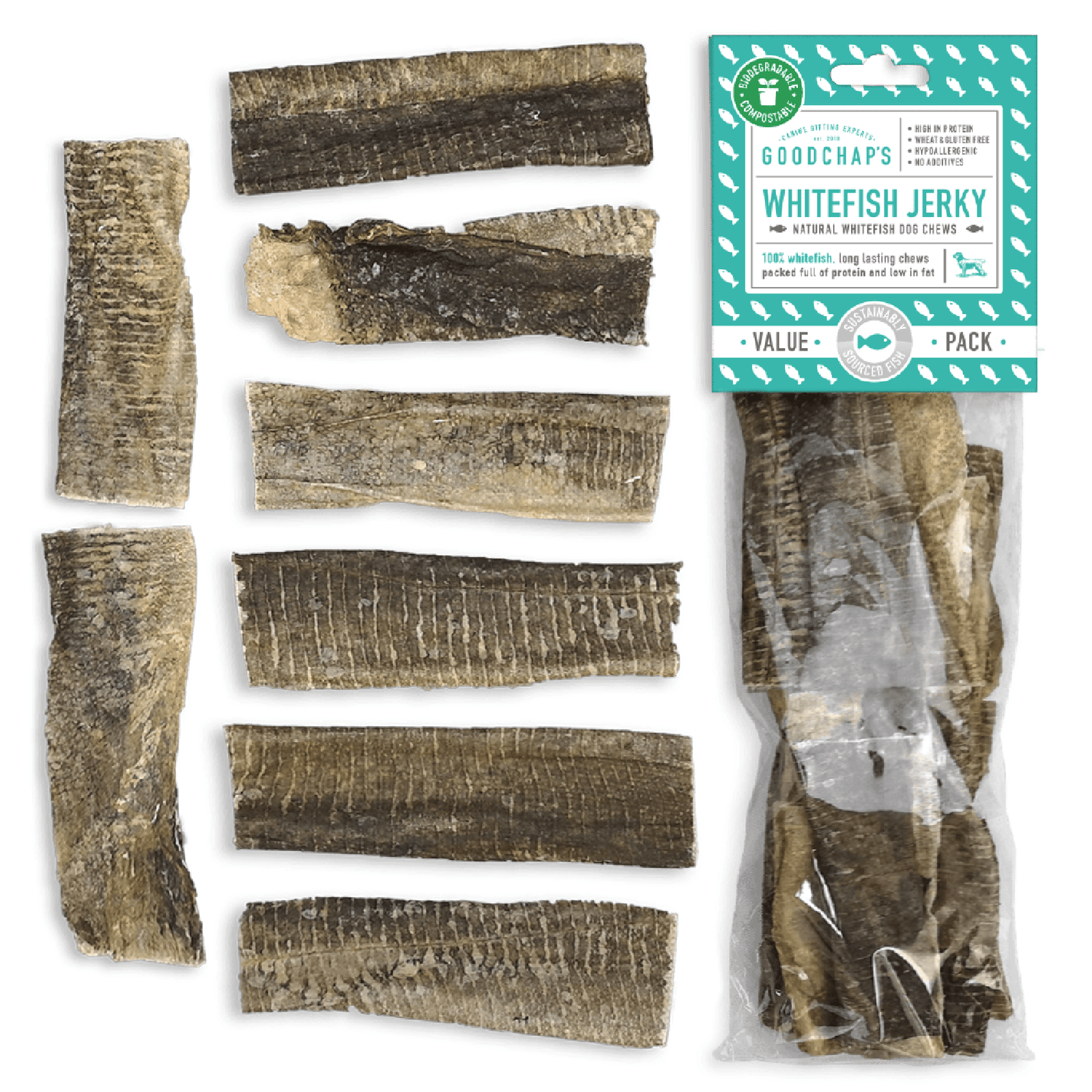 Pack Économique Whitefish Jerky - Produits Naturels à Mâcher pour Chiens
