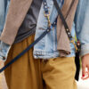 Longue laisse ajustable en cuir | Bleu marine