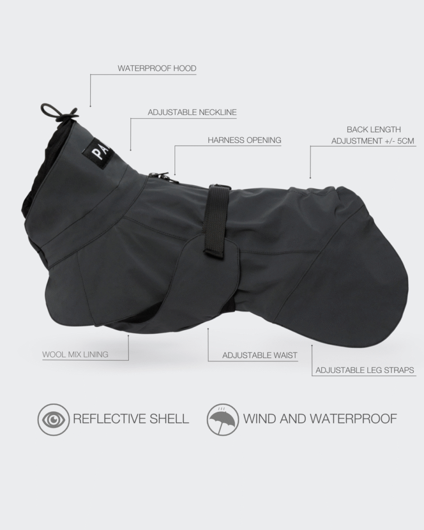 Imperméable réfléchissant pour chien - Noir