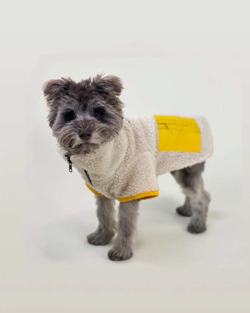 Polaire Sherpa beige et jaune pour chiens